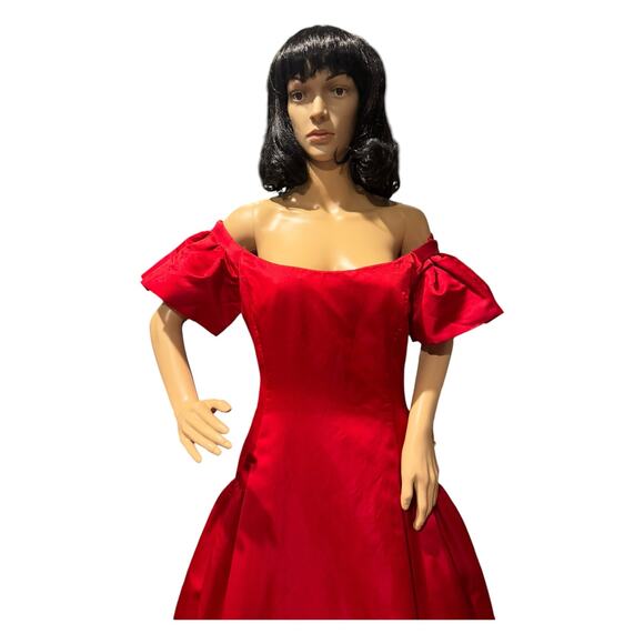 Sensational Scaasi 80's Red Off the Shoulder Formal Ball Gown Prom Dress size 10 - Picture 6 of 17